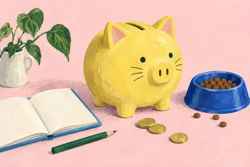 A cheerful yellow cat-shaped piggy bank.